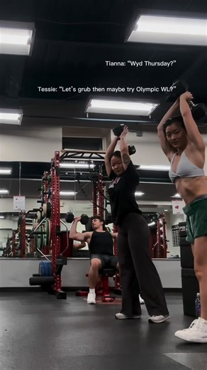 TESSIE STAPLES on Instagram: "Two powerlifters walk into Olympic lift practice… ……… There are so many realms of lifting, Powerlifting, think meat heads and iron. Squat, bench, dead. Olympic weightlifting is the clean and jerk, and the snatch. Bodybuilding, bikini comps and zero carb/zero sugar dieting and insane vascularity. Strongman, this is functional strength like car deadlifts, log lifts, and atlas stones. We ate so much before this I thought I was going to vom. Anyways, comp is in two days