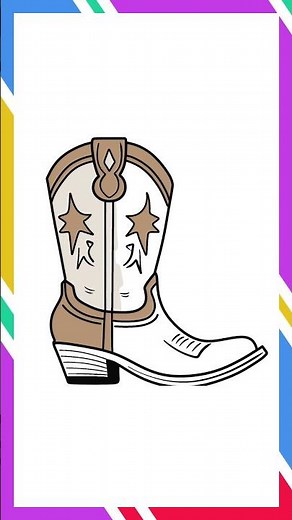 Rodeo Toe Cowboy Western Boots – Easy Cartoon Drawing Tutorial