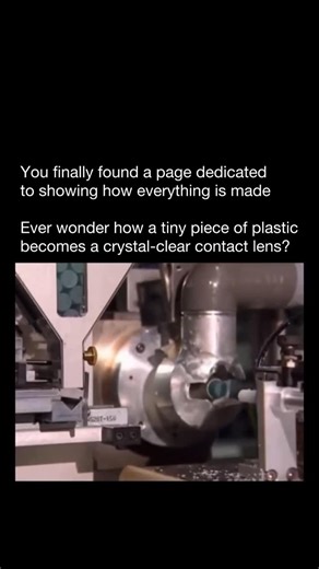 How Everything Is Made on Instagram: "Modern contact lenses are created through a surprisingly precise, science-driven process. It all begins with soft, flexible polymers like hydrogel or silicone-hydrogel. These materials start as liquid monomers that are injected into ultra-accurate molds — the molds define every curve of the front and back surfaces of the lens. Once filled, the liquid is polymerized using UV light or heat, transforming it into a solid but flexible shape. The lenses are then h