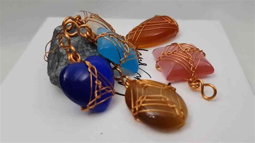 Pendant Viking weaving Stones without holes Cabochon How to make Wire Jewelry DIY 568