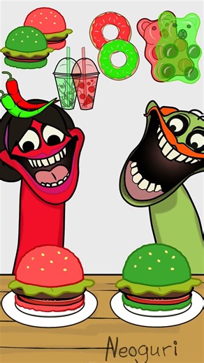 RED vs GREEN Food Hungry Mom Worm and Dad Worm MUKBANG (ROBLOX Slap Tower)