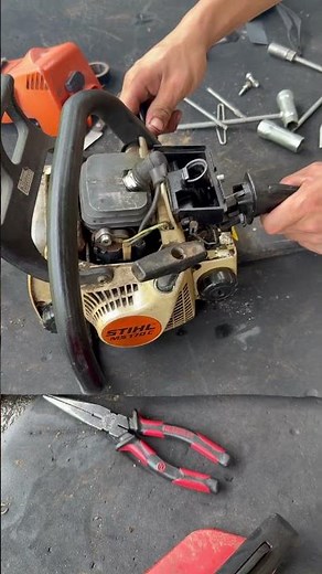 Replaced the spark plug and ignition module of the Stihl 170C chainsaw.