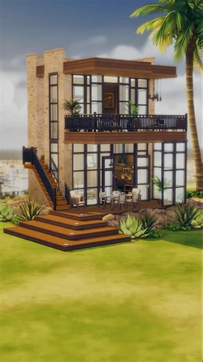 Modern Hillside Home 🌴✨ The Sims 4 Stop Motion Build #Shorts