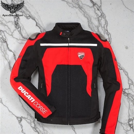 Ducati Corse Summer Mesh Motorcycle Jacket - Red & Black Biker Riding Gear With Shoulder Protection - Ventilated Textile Racing Jacket - Etsy