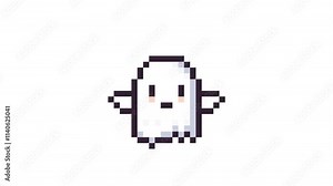 cute flying ghost pixel animation