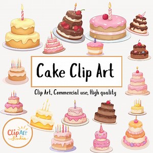 Cake Clipart. PartY cake. Cupcakes. Birthday Clip Art. Clip Art Studio