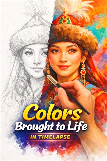 Colors Brought to Life in Timelapse. #timelapseart #coloringprocess #portraitpainting