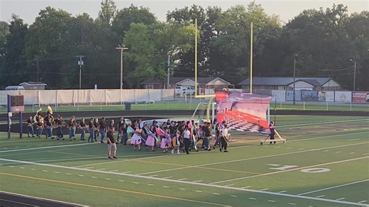 The Marion Marching Giants take the field for "Milkshakes and Heartbreaks," at this year's Community Show. | Chronicle-Tribune