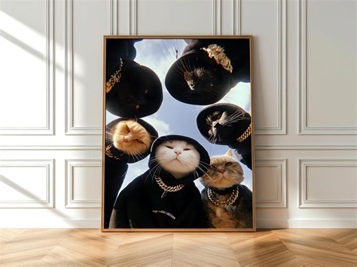 Gangster Cat Crew Art Print: Hip Hop Animal Poster (digital Download) - Etsy