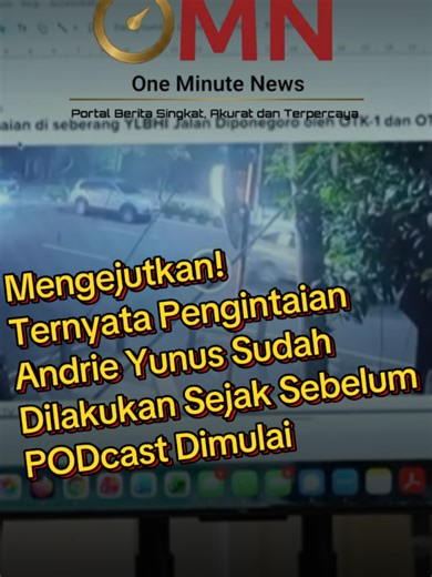 Mengejutkan, ternyata pengintaian andrie yunus sudah dilakukan sejak sebelum podcast dimulai. Video sebelumnya di link berikut @One Minute News #penyiramanairkeras #andrieyunus #andriyunus #airkeras #fypシ゚