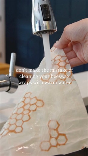Bee’s Wrap® | Reusable Beeswax Wraps on Instagram: "new to beeswax wraps? make sure you know the proper cleaning instructions! always use cold water and dish soap, never warm or hot water, or risk damaging the wax coating on your wraps!"