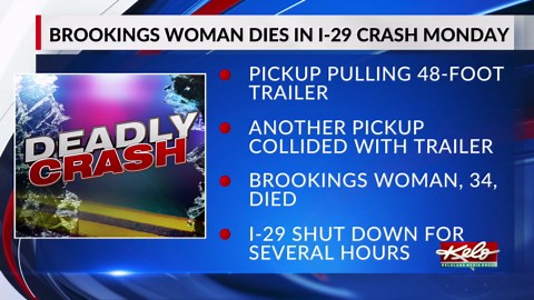 Brookings woman died in Interstate 29 crash Monday