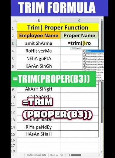 Excel Tips & Tricks | How to Use TRIM Formula in Excel How to Use TRIM Function in Excel #excel