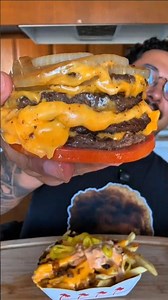 In-N-Out’s MEGA Flying Dutchman Burger Is INSANE 🤯🧀🍔 | ASMR Mukbang #innout #onion #fries #shorts