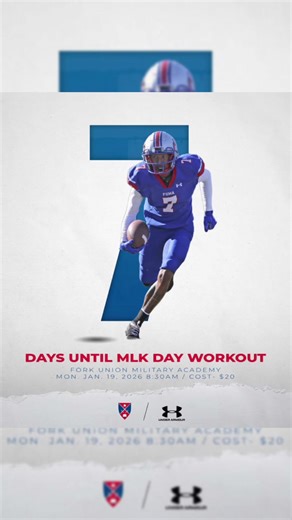 Parents & players looking for a proven post-grad football program 🏈 Fork Union Military Academy offers structure, academics, and elite football development in a military boarding school setting. 📅 MLK Day Workout & Visit | Jan. 19 | 8:30 AM 📍 Fork Union, VA | 💵 $20 🔗 https://www.cognitoforms.com/FUMAPGFB/MLK2026Workout #PostGradFootball #ForkUnion #FUMA #BodyMindSpirit