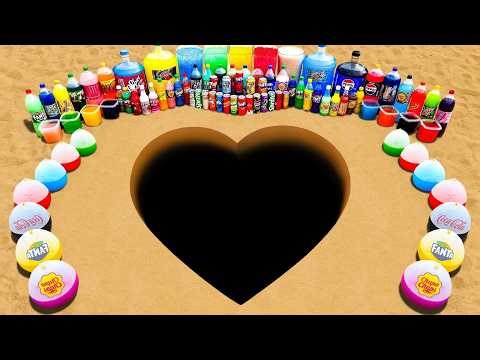 Experiment: Big Toothpaste Eruption from Heart pit, Popular Sodas, Giant Fanta, Coca Cola vs Mentos