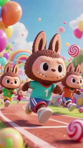 Rabbits Running Joyfully on the Road