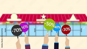 Special offer, sale, big discounts percent. Animated shopping background.