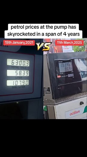 petrol prices at the pump has skyrocketed in a span of 4 years. How they compare over the years