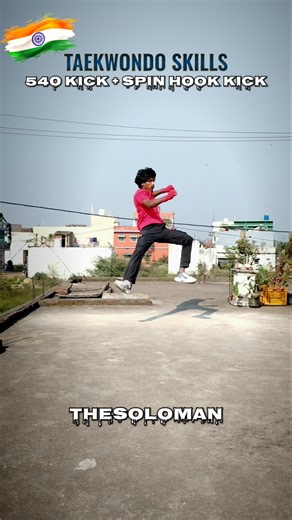 Taekwondo 540 Kick + Spin Hook Combo | Extreme Martial Arts Skill! #tutorial #taekwondo #viralshorts