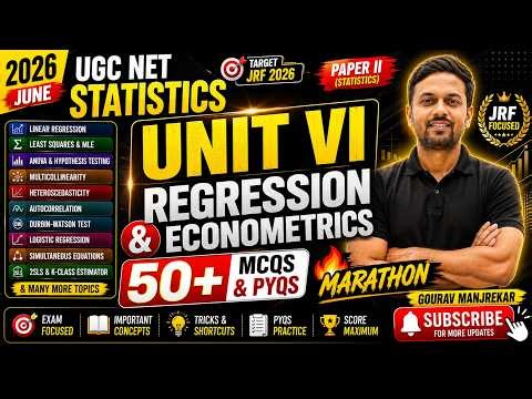 UGC NET Statistics 2026 | Unit VI Regression & Econometrics | 50+ MCQs + PYQs 🔥