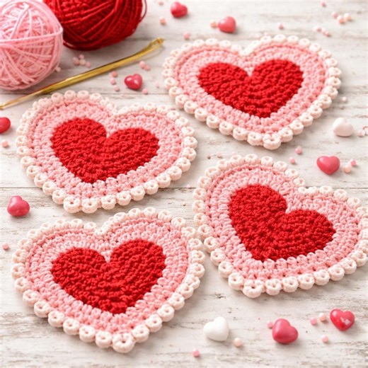 Easy Heart Coaster Crochet Pattern PDF – Beginner Granny Heart Mug Rug, Cute Valentine Crochet Decor, Frilly Heart Coasters,instant Download - Etsy Canada