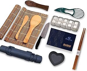 Sushi Making Kit For Beginners - 20 Pieces In 1 Sushi Kit, Sushi Bazooka, Chopsticks, Onigiri Mold, Rice Puddle, Bamboo Mats, Great For Sushi Lovers