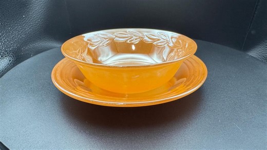 Fire-king Peach Luster Saucer and Bowl - Etsy