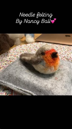 A little bird has joined my family of needle felted creatures. 😊. I am often asked how needle felting works. This edited time lapse represents almost 2 hours of felting. Can’t think of a better way to spend an evening! ☺️💕 #brushandsketch #nancypaints #artistlife #needlefelting #bird #art | Nancy Ball