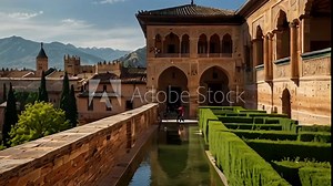 Gardens and Architecture of the Alhambra Palace in Granada, Spain