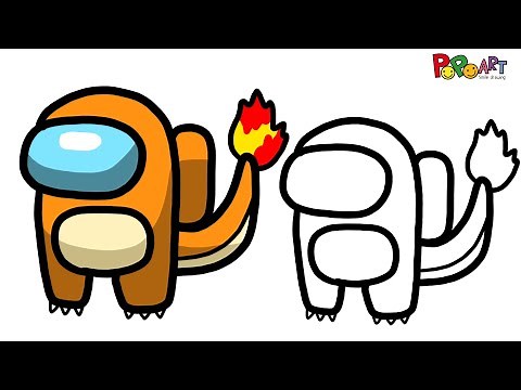 포켓몬스터 파이리 어몽어스 그리기 How to Draw Charmander Among Us