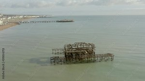 Brighton West Pier Remains in the UK Aerial View