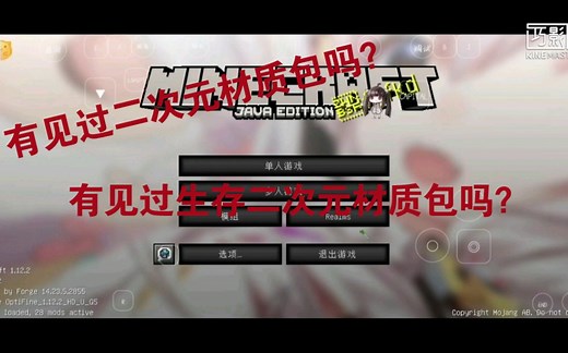 我的世界PC，1.12.2，二次元材质包