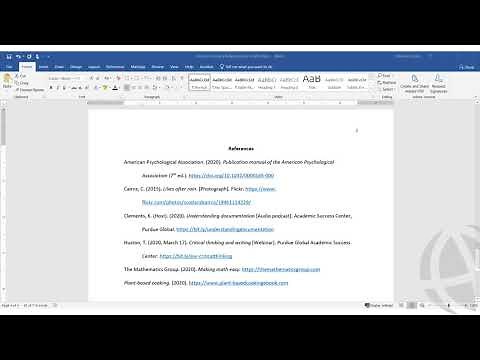 Formatting an APA Style Reference List