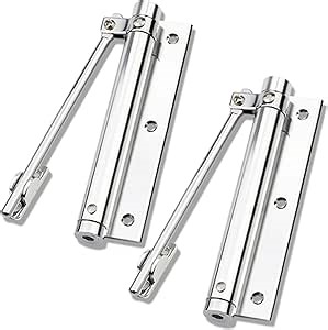 ZENG 2-Pack Adjustable Spring Door Closer - 304 Stainless Steel Surface Mounted Automatic Closer for Residential/Commercial Doors (20-40kg, 175° Max, Silver)