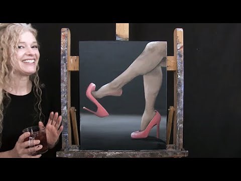 Learn How to Draw and Paint "LADY LEGS" - Paint and Sip at Home - Fun Easy Acrylic Painting Tutorial