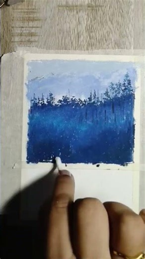 Blue night and purple forest - oil pastel painting #artistpassion #art #easy