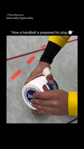 𝐅𝐀𝐂𝐓 | 𝐇𝐈𝐒𝐓𝐎𝐑𝐘 | 𝐈𝐍𝐅𝐎 on Instagram: "This video shows a small but important part of handball that most people never notice 🤾‍♂️🏐 Before a match, players carefully prepare the handball to get the right grip and feel. Handball is a fast, physical game where control matters more than raw power, and the ball plays a huge role in that. The better the grip, the better the passes, shots, and spin during high-speed play. To prepare the ball, players usually apply resin or grip spray and