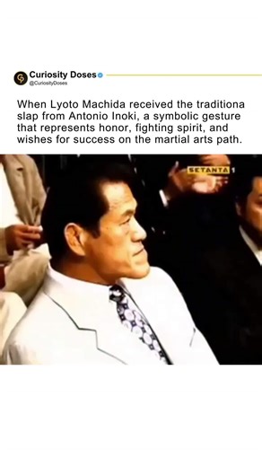 Curiosity Doses on Instagram: "In the tradition of Japanese martial arts, certain rituals carry deep meanings. Among them is a peculiar gesture: the symbolic slap from Antonio Inoki. For those who understand its significance, it is considered a blessing, a rite of passage that represents the transmission of the fighting spirit, courage, and determination from a master to a disciple. Lyoto Machida, the renowned Brazilian fighter and former UFC light heavyweight champion, experienced this unique m