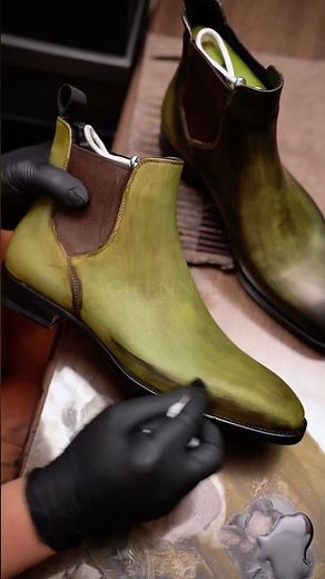 GIFENNSE SHOES | ASMR Enjoy an immersive boot painting process from blank to finished Khaki H #shoes