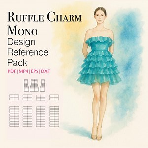 Ruffle Mini Dress Fashion Design: Strapless Vector Pattern (digital Download) - Etsy