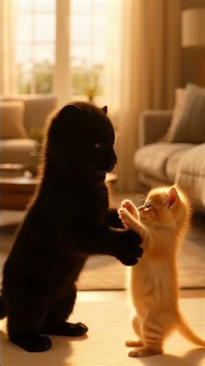 Cute Black Panther & Yellow Kitten Playing Together 🐾💛 | Cutest Baby Animals Ever!