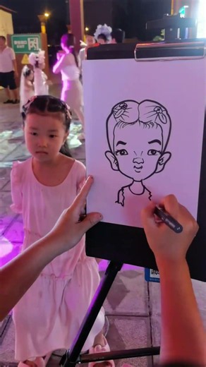 Cute Little Girl Caricature Drawing | Adorable Cartoon Portrait Transformation | #drawing #sketch