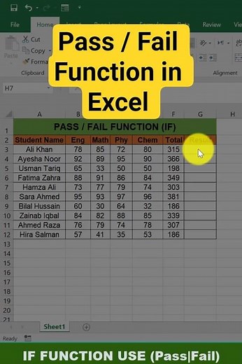 IF Function in Excel | Excel Pass Fail Trick