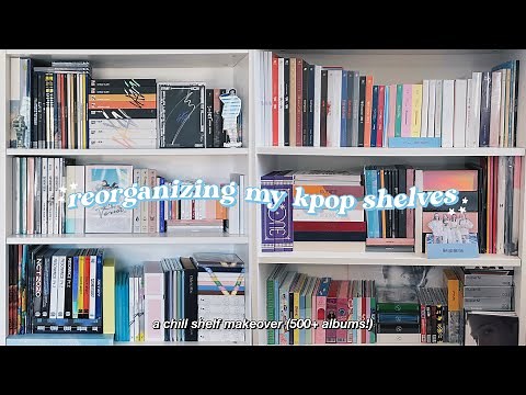 reorganizing my kpop album shelves ✰ chill makeover + shelf tour (500+ albums!)
