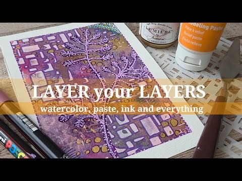 STENCIL your MODELING PASTE! Abstract Watercolor with Mixed Media FUN!