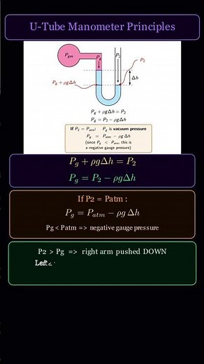 Vacuum Pressure measurement by U-tube Manometer #fluidmechanics #chemicalengineering