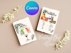 Wedding Personalized Bar Menu Template, Signature Drinks, Editable Bar Menu, Printable Menu, 3000+ Free Images, Customizable - Etsy