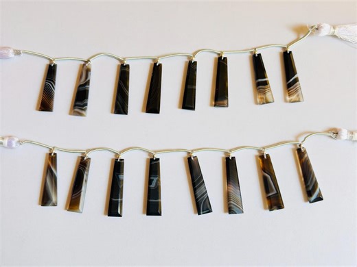 8 Piece Banded Agate Taper Faceted Beads | Natural Gemstone Strand | 32x8x4 to 29x8x3 MM | Banded Agate for Jewelry Making - Etsy