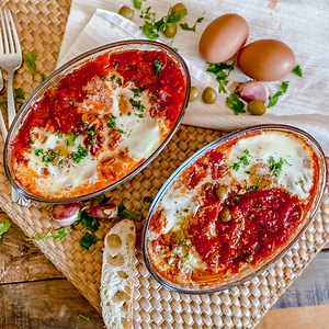 Baked SPANISH EGGS with Tomatoes & Olives Recipe | Spain on a Fork
